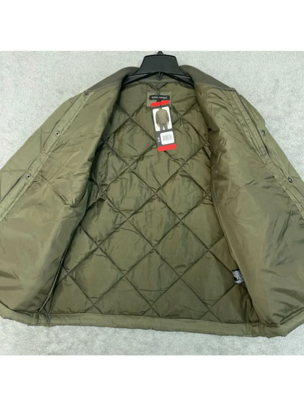 NWT Banana Republic Men's M Quilted Bomber Jacket Olive Green Polyester